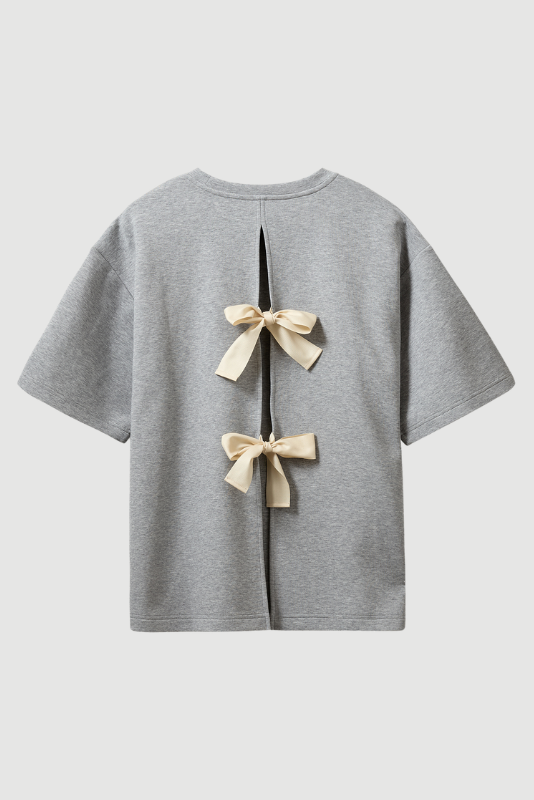 The Garment - T-shirt - Grey Melange - TG Bow