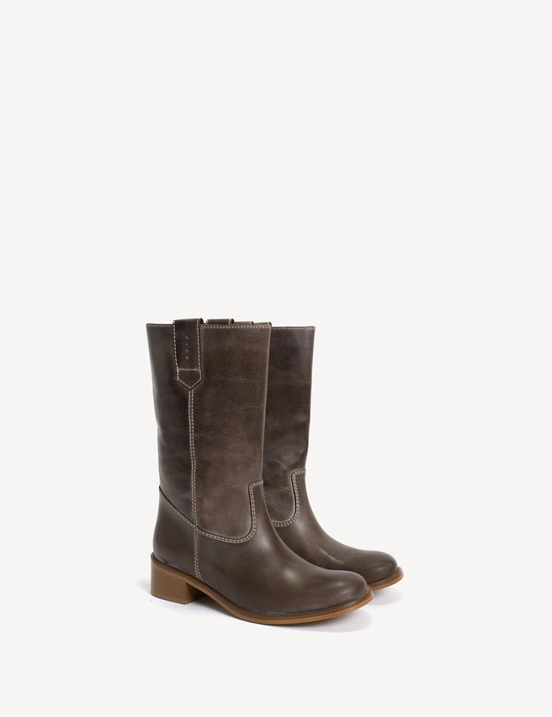 Dico - Skind Støvle - Dark Brown - Julia Gaucho