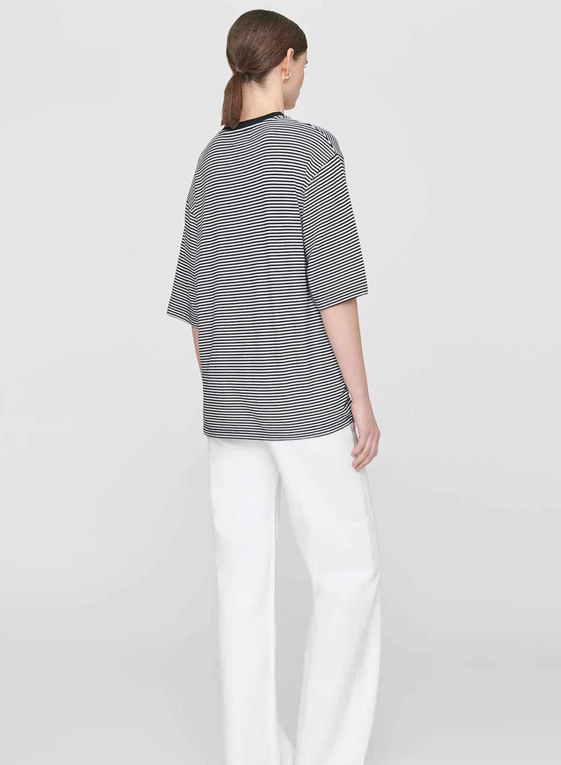 Anine Bing BO Tee Black And White Stripe