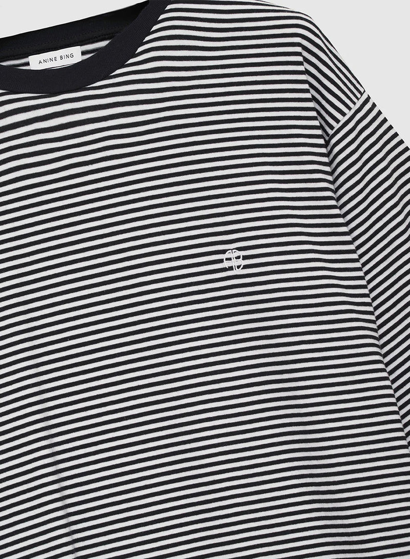 Anine Bing BO Tee Black And White Stripe