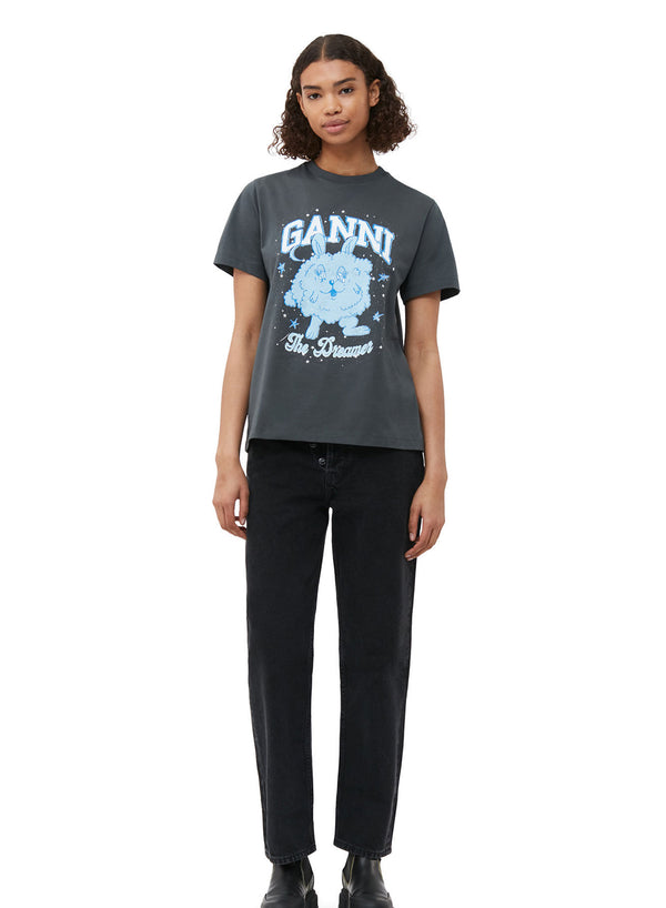 Ganni Basic Jersey Dream Bunny Relaxed T-shirt Volcanic Ash