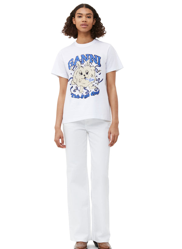 Ganni Basic Jersey Fun Bunny Relaxed T-shirt Bright White