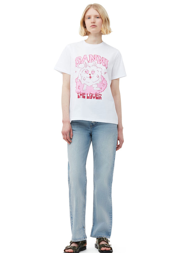 Ganni Basic Jersey Love Bunny Relaxed T-shirt Bright White