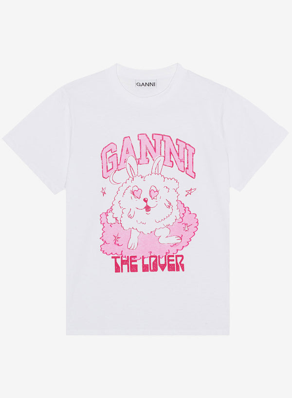 Ganni Basic Jersey Love Bunny Relaxed T-shirt Bright White