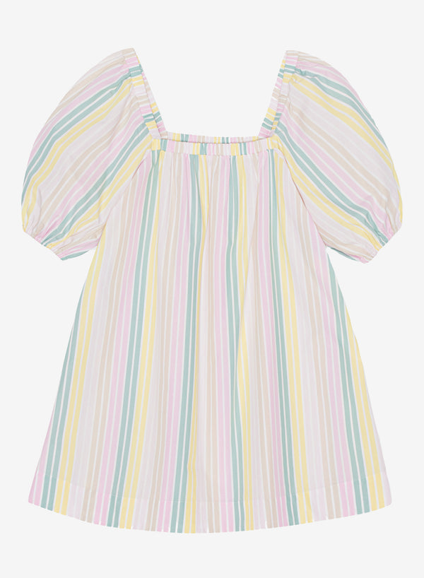 Ganni Stripe Cotton Mini Dress Multicolour